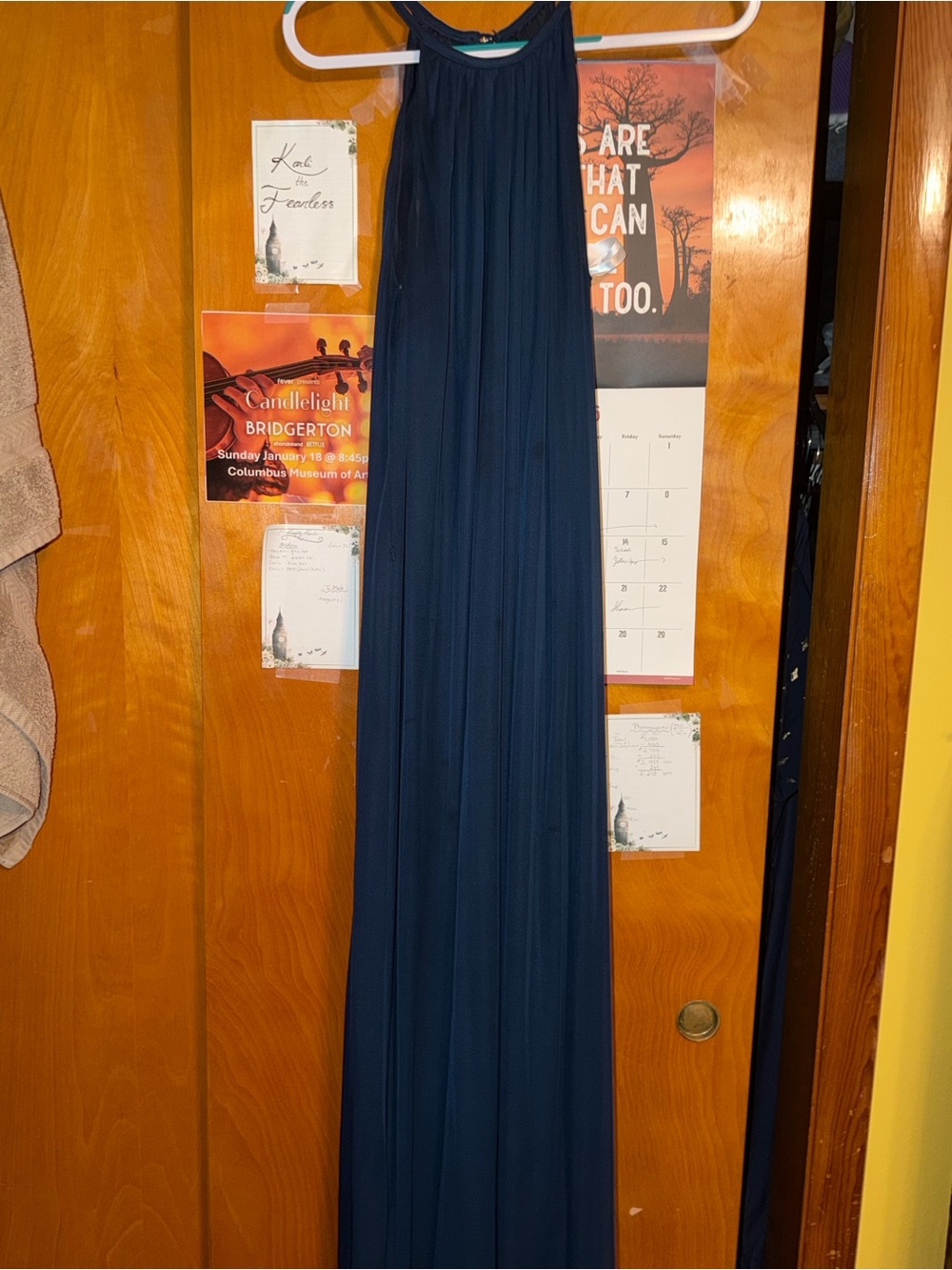 Azazie Navy Halter Pleated Bodice Bridesmaid Dress